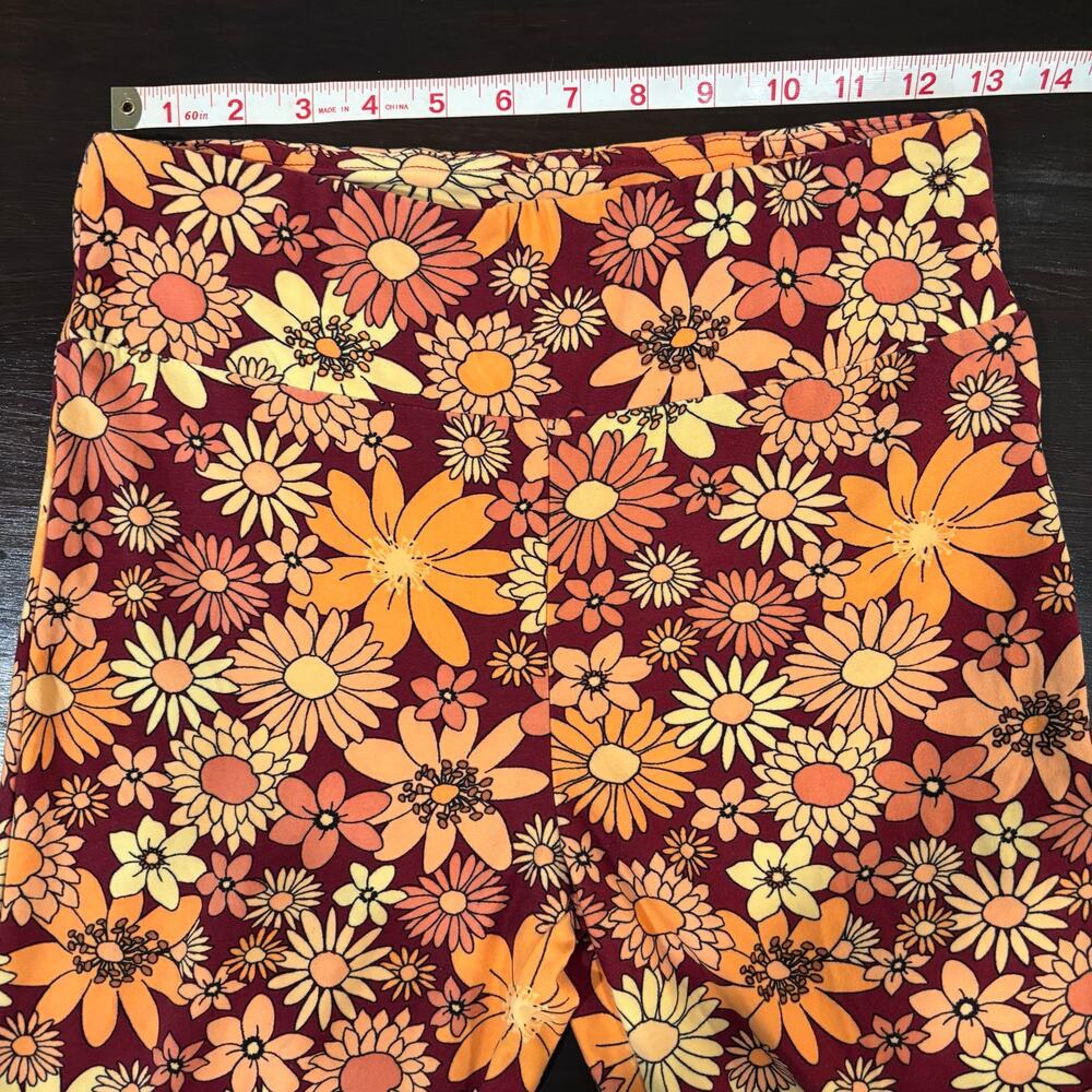 70s Retro No Boundaries Floral Bell Bottom Leggings Groovy Hippie sz7 - Picture 5 of 6